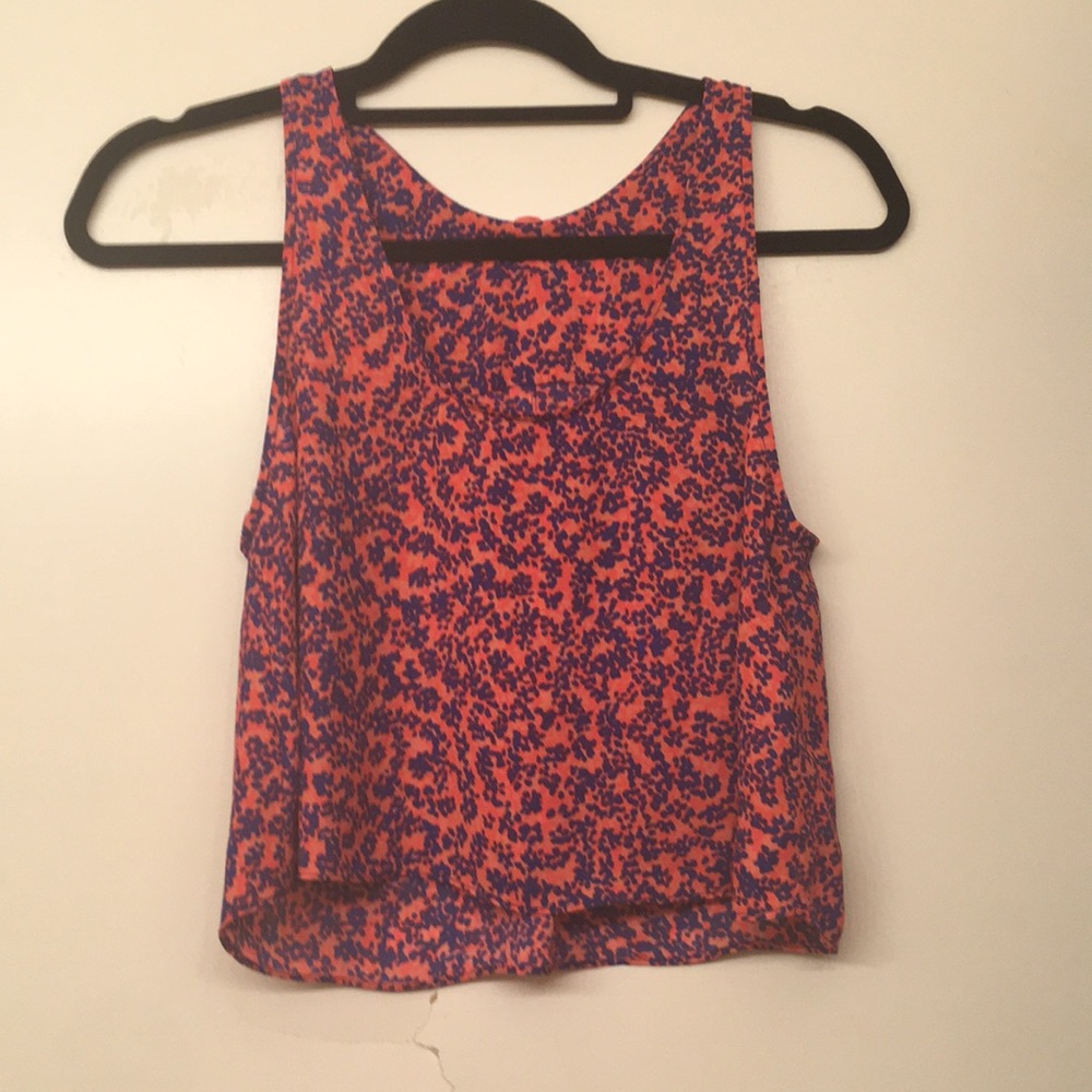 Eight sixty pink and blue crop top flowy tank
